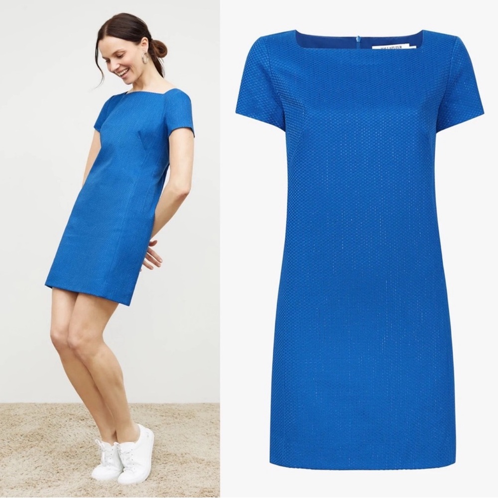 NEW MM Lafleur The Marie Dress Basketweave Jacquard Azure Blue Women's Size 18